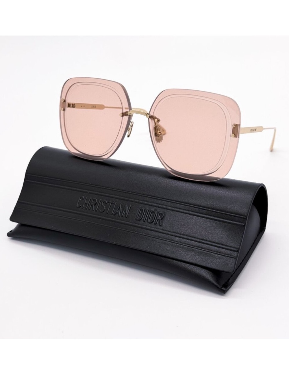 Christian Dior Metal UltraDior SU Sunglasses Pink Gold Square Lenses CD Monogram